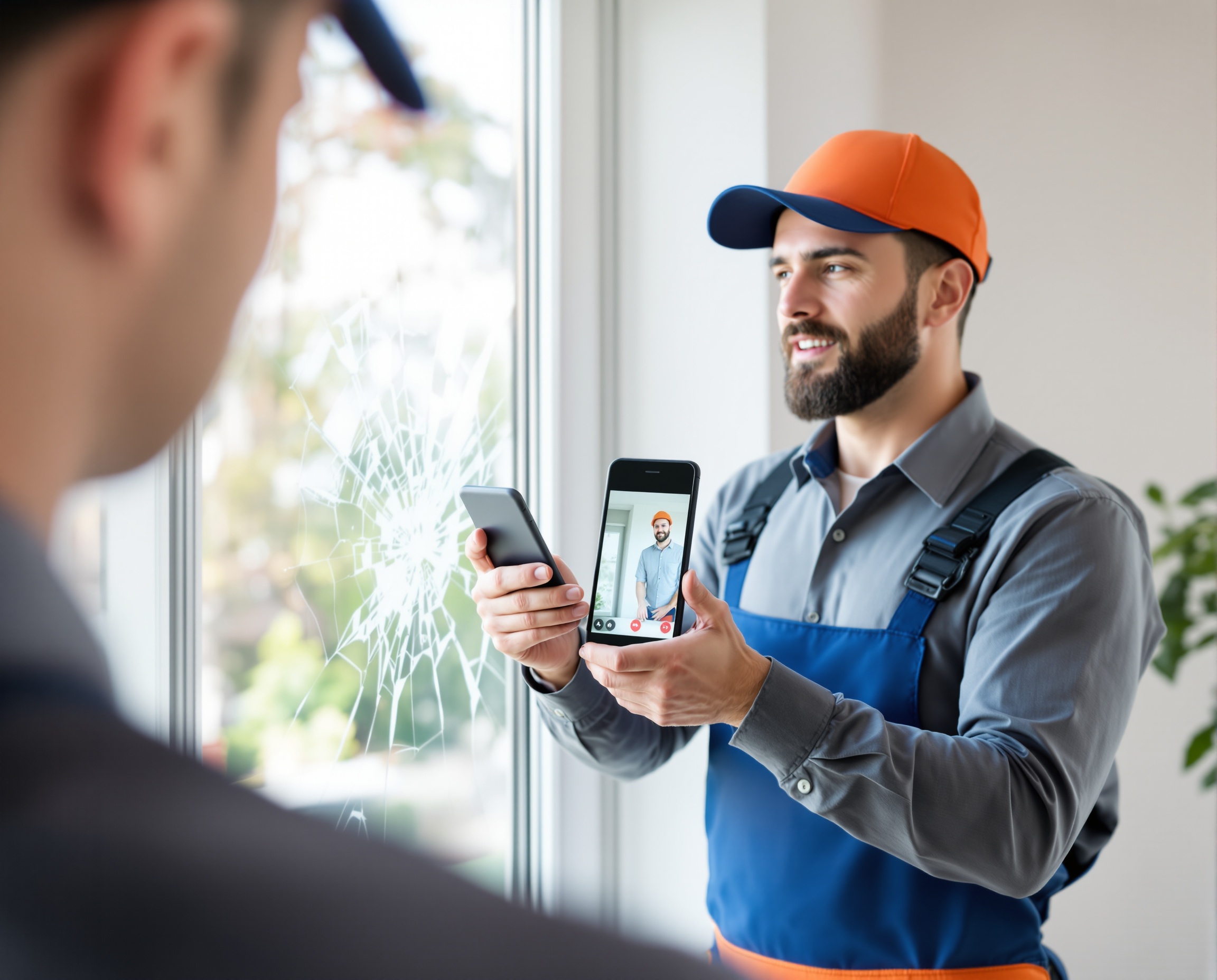 Client en appel vidéo pour un diagnostic de fenêtre